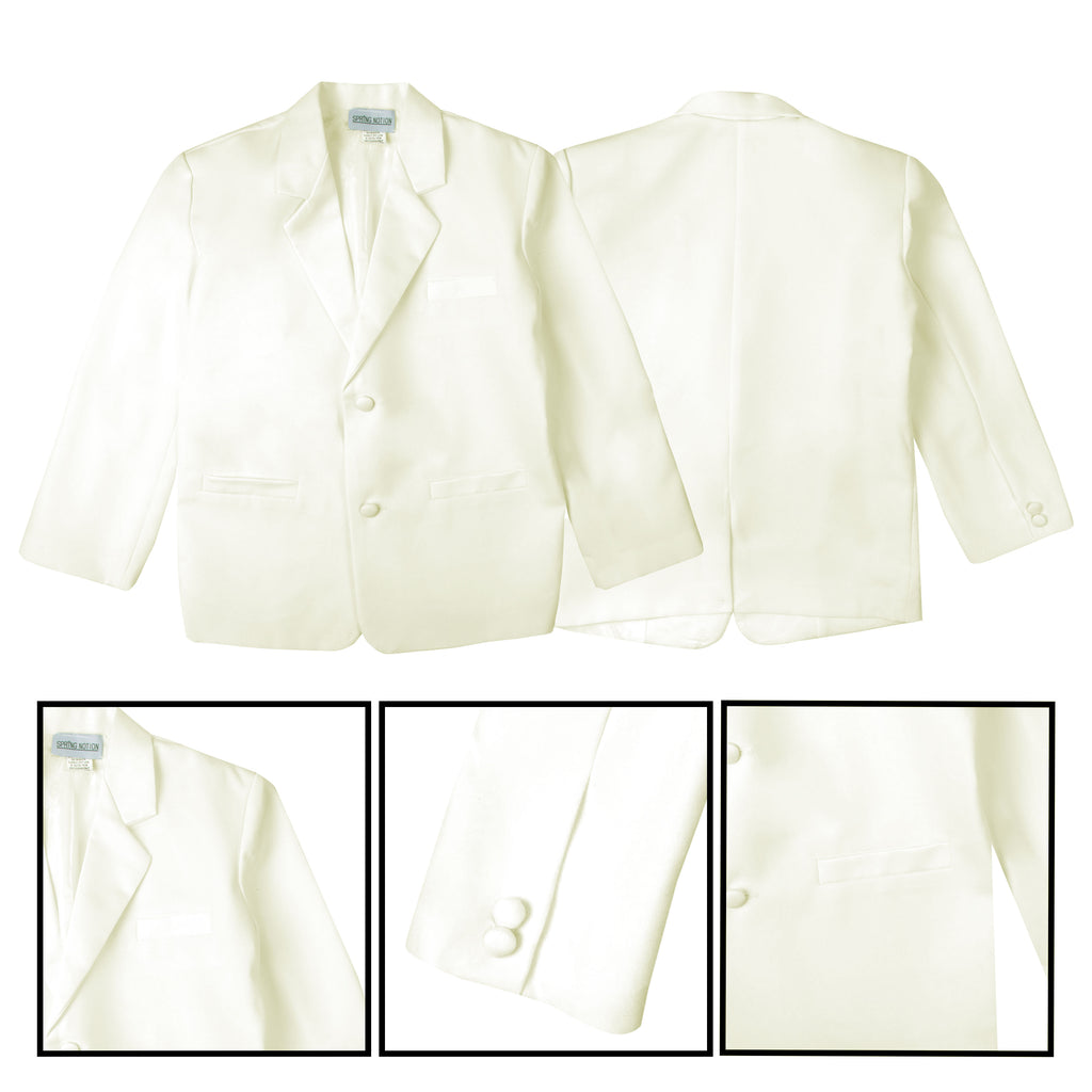 Boys' Ivory-B Classic Fit Tuxedo Set Without Tail