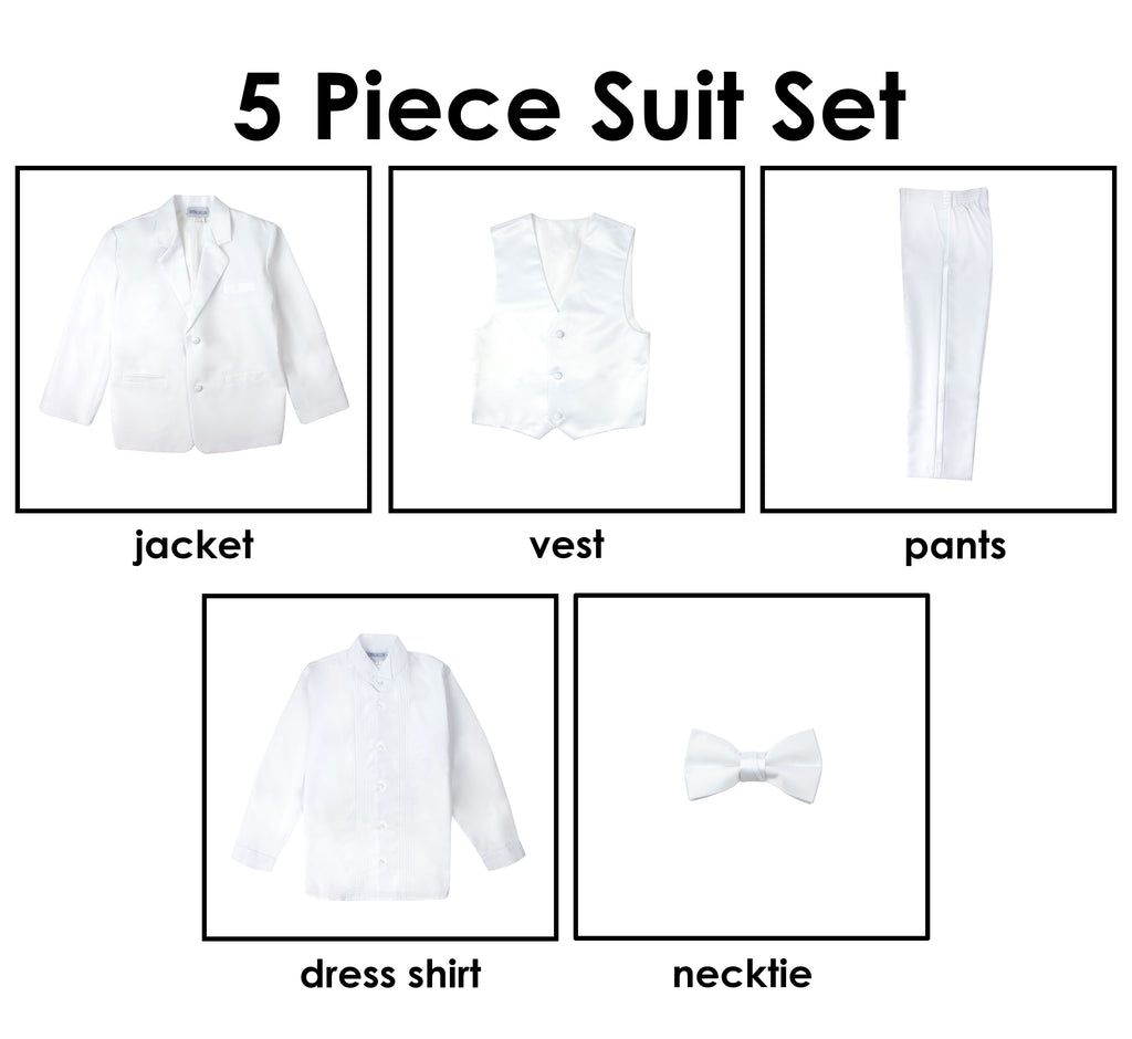 Boys' White Classic Fit Tuxedo Set Without Tail