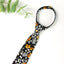 Boys' Cotton Floral Print Zipper Necktie and Pocket Square Set, Black Mustard (Color F41)