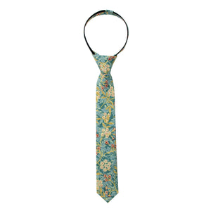 Boys' Cotton Floral Skinny Zipper Tie, Green Yellow (Color F76)