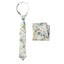 Boys' Cotton Floral Print Zipper Necktie and Pocket Square Set, Yellow (Color F24)