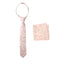 Boys' Cotton Floral Print Zipper Necktie and Pocket Square Set, Blush Pink (Color F60)