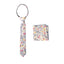 Boys' Cotton Floral Print Zipper Necktie and Pocket Square Set, Yellow Red (Color F62)