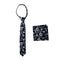 Boys' Cotton Floral Print Zipper Necktie and Pocket Square Set, Navy (Color F66)