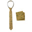 Boys' Cotton Floral Print Zipper Necktie and Pocket Square Set, Yellow Mustard (Color F73)