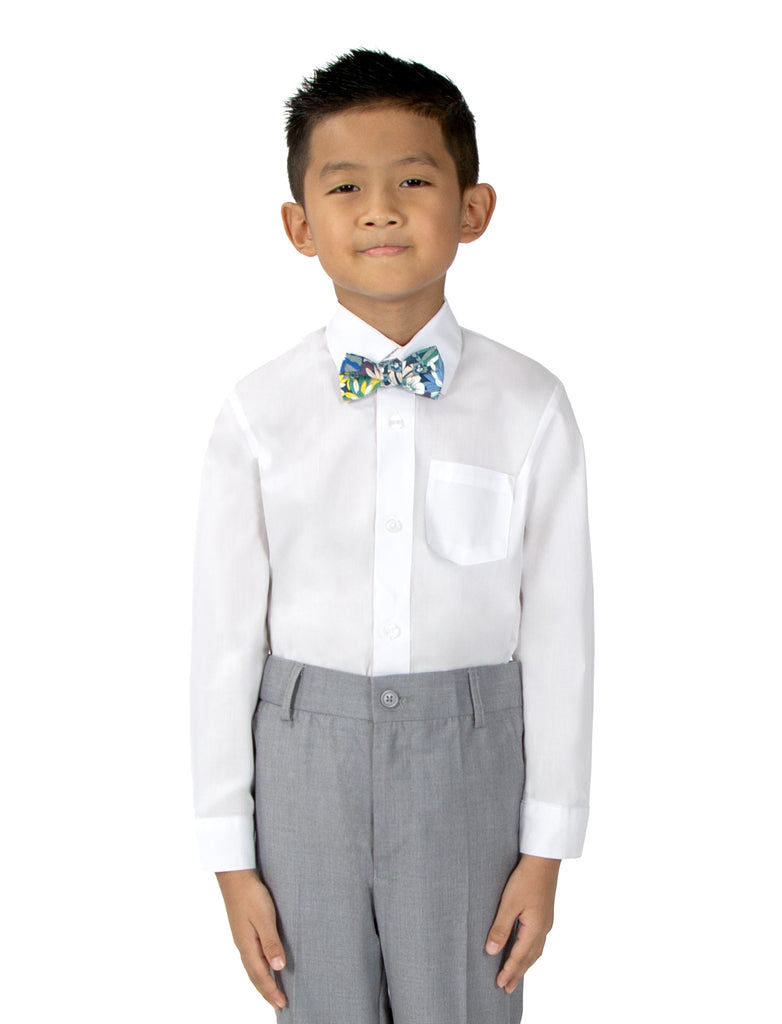 Boys' Cotton Floral Bow Tie, Blue (Color F31)
