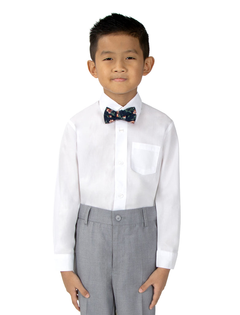 Boys' Cotton Floral Bow Tie, Navy/Orange (Color F35)