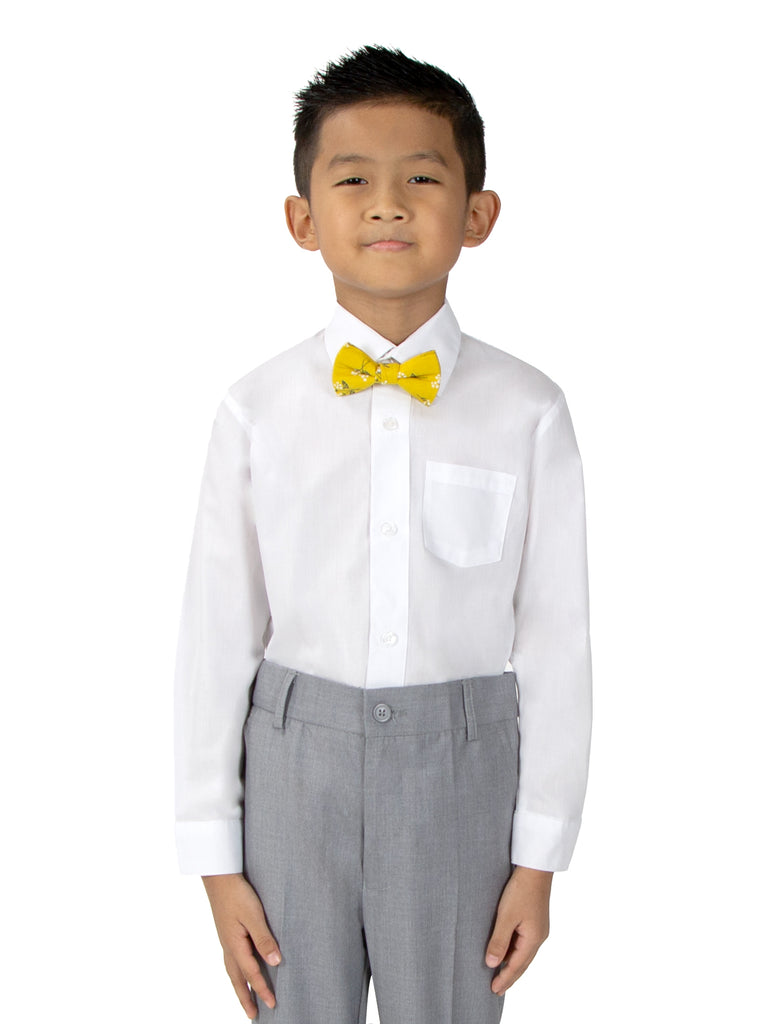 Boys' Cotton Floral Bow Tie, Mustard (Color F40)