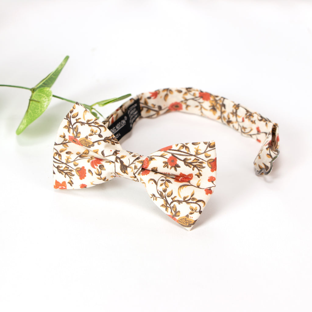 Boys' Floral Cotton Suspenders and Bow Tie Set, Sienna (Color F43)
