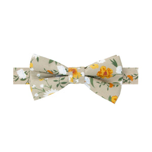 Boys' Cotton Floral Bow Tie, Taupe Khaki (Color F74)