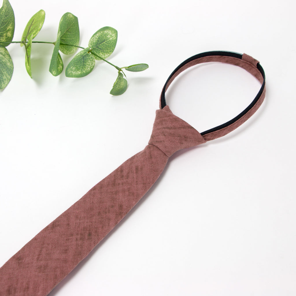 Boys' Mottled Linen Zipper Necktie