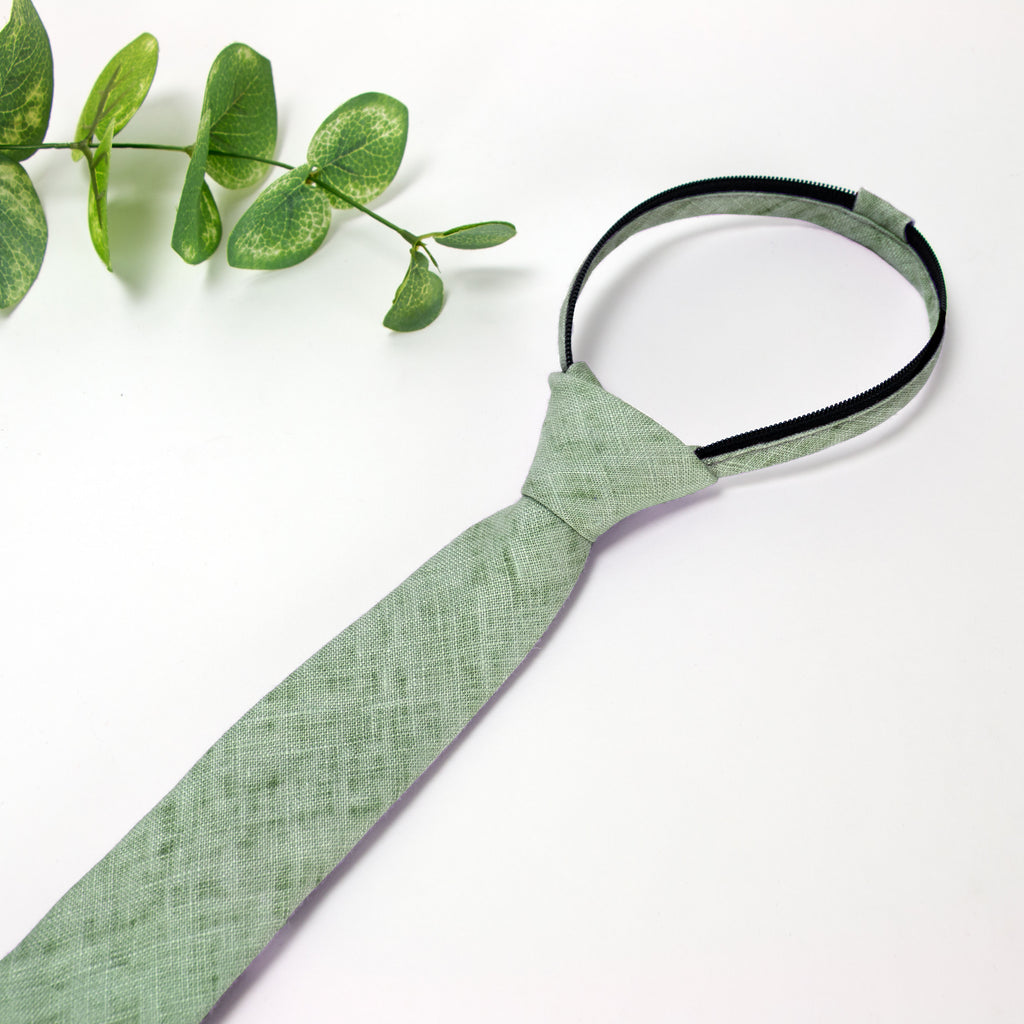 Boys' Mottled Linen Zipper Necktie