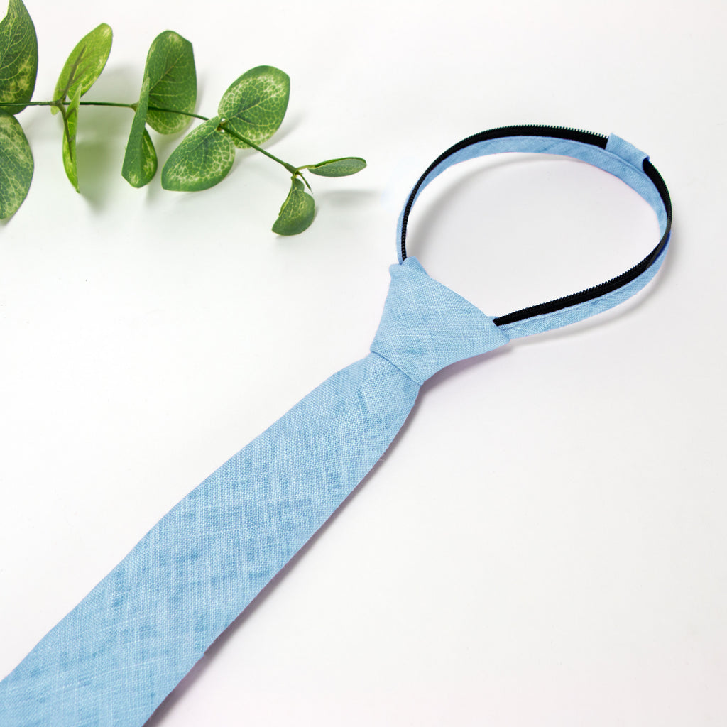 Boys' Mottled Linen Zipper Necktie