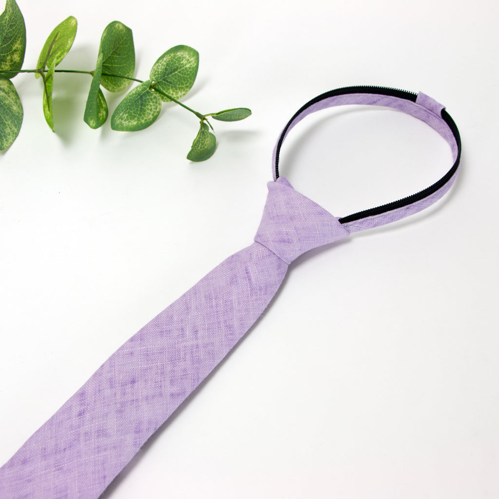 Boys' Mottled Linen Zipper Necktie
