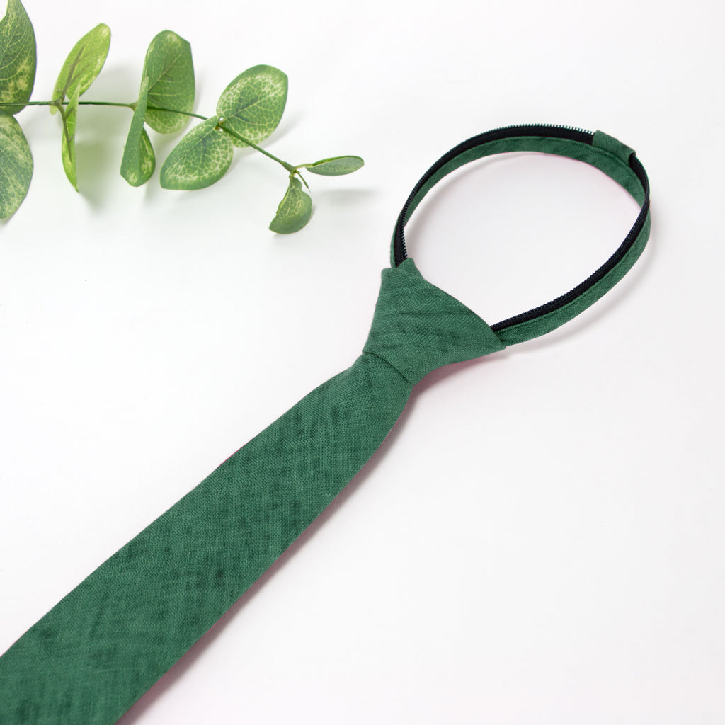 Boys' Mottled Linen Zipper Necktie