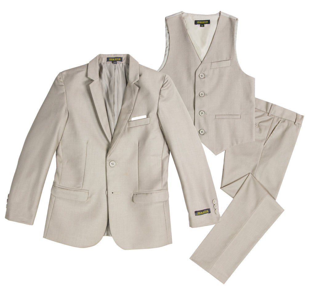 Boys' Tan-B 3-Piece Slim Fit Suit Set