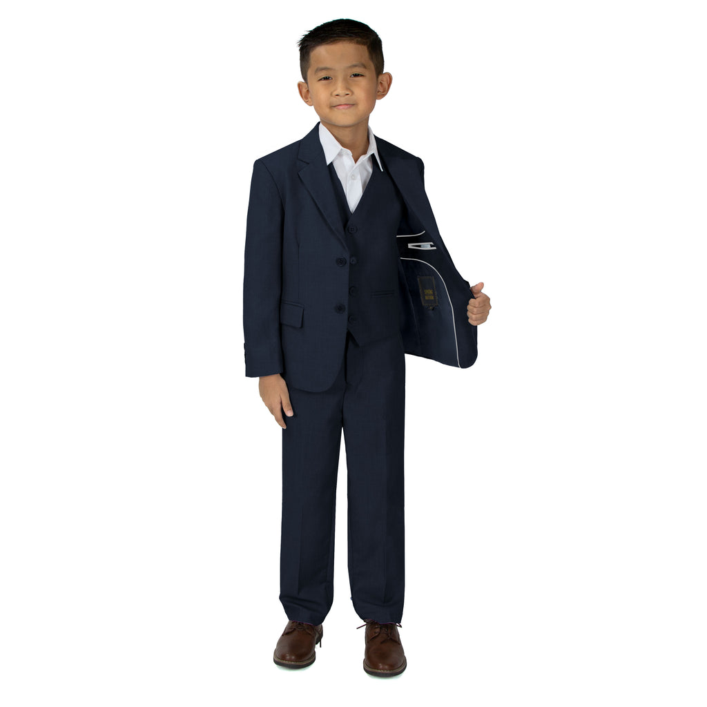 Boys' Navy Three Piece Two-Button Suit Set