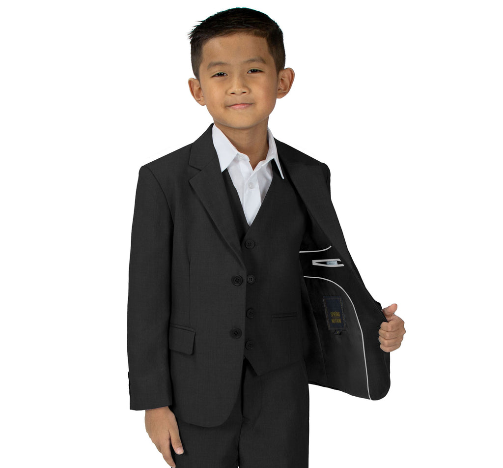 Boys' Black Two Button Blazer