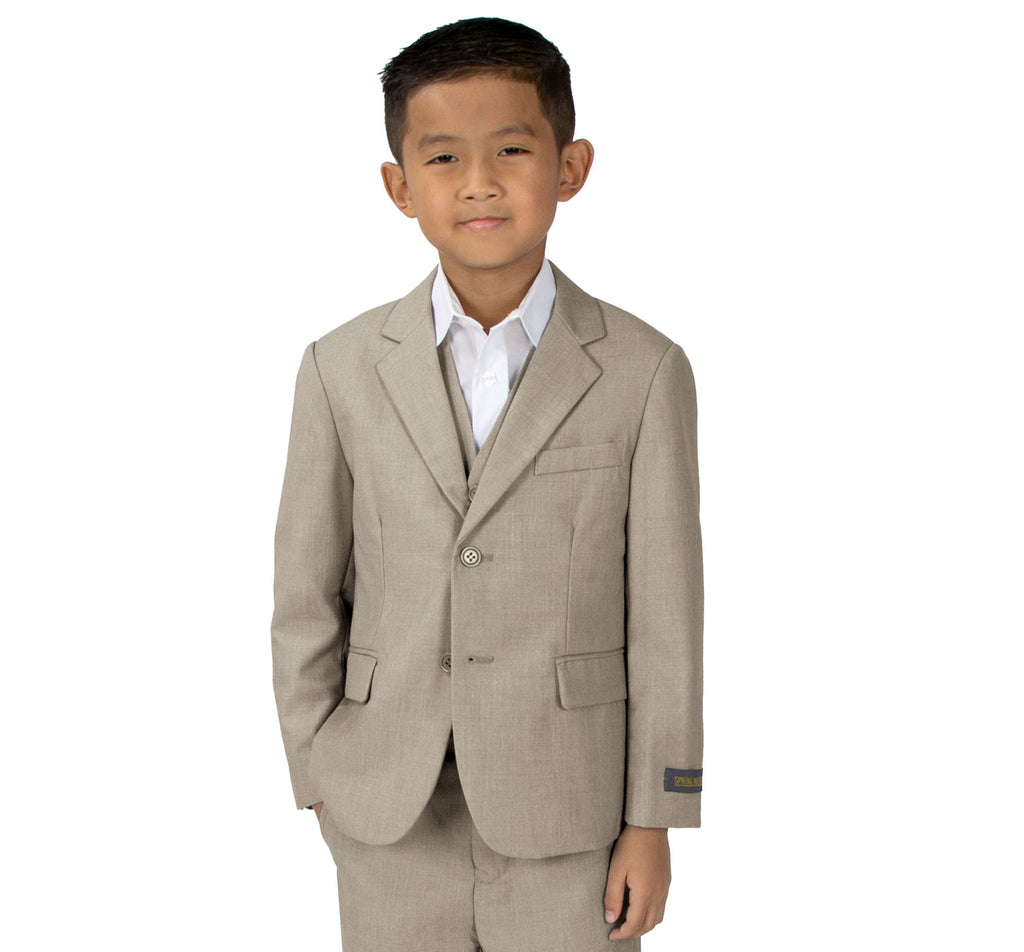 Boys' Tan Two Button Blazer