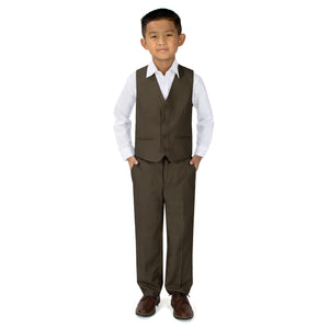 Boys' Brown 2-Piece Vest Set