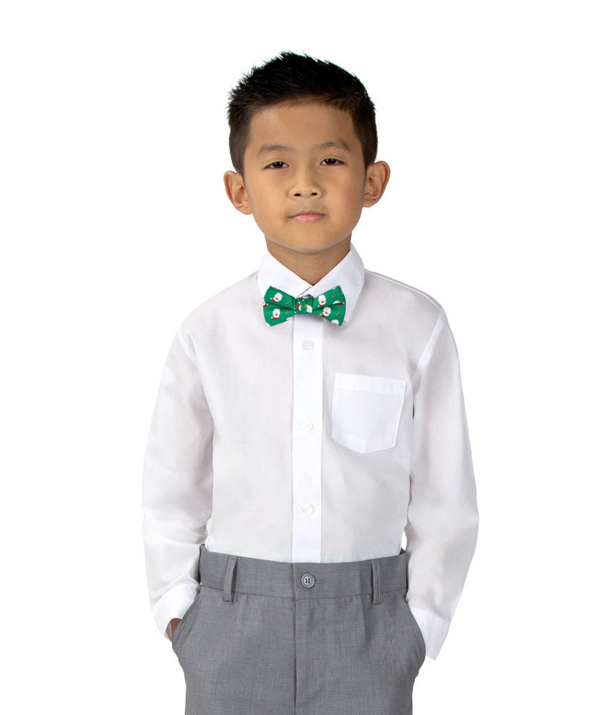 Boys' Printed Christmas Themed Bow Tie, Santa Face