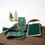 Boy's Cotton Floral Print Bow Tie and Pocket Square Set, Juniper (Color F51)