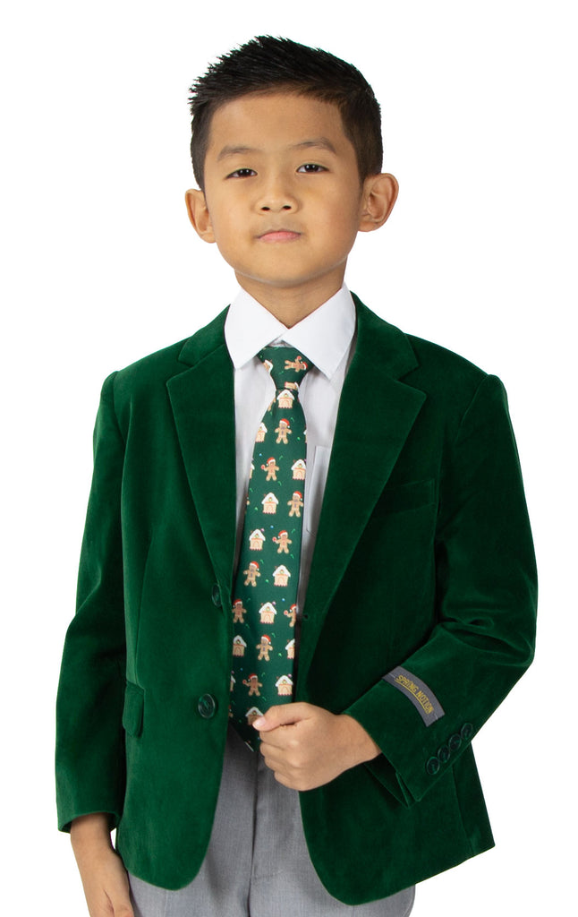 Boys' Printed Christmas Theme Pre-Tied Zipper Tie, Gingerbread Man