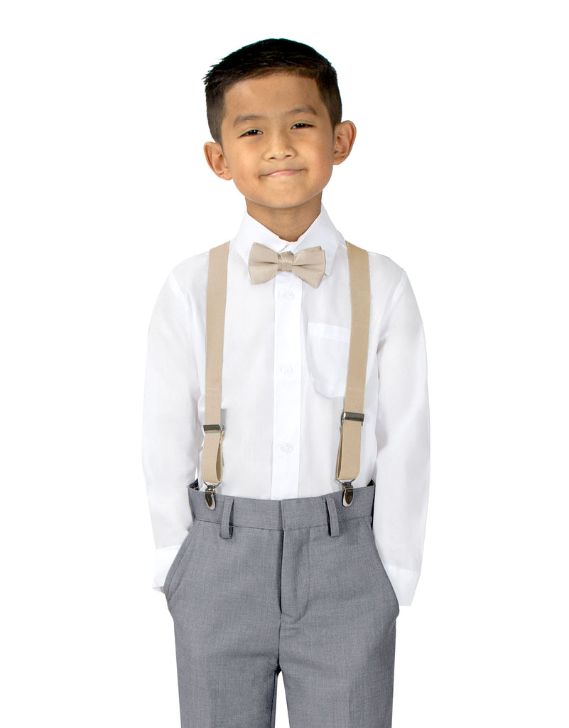 Boys' Suspenders and Solid Color Bow Tie Set
