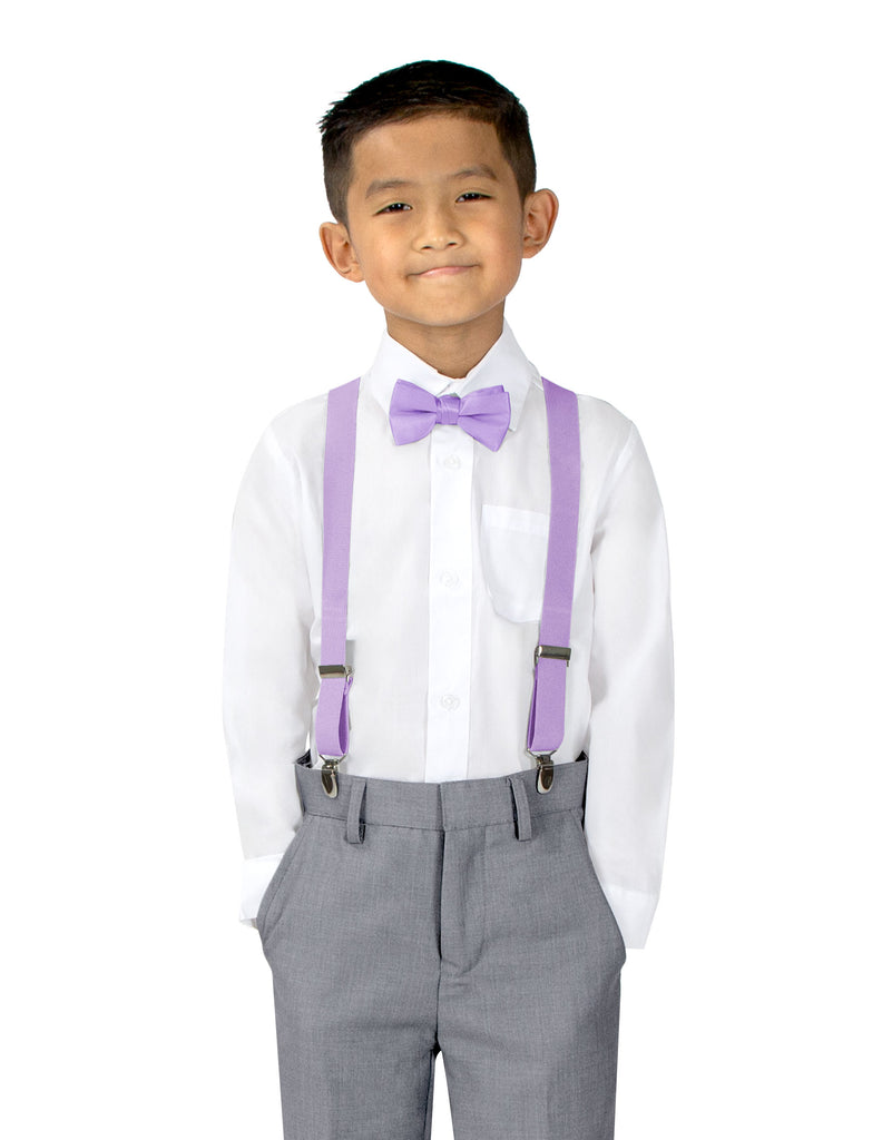 Boys' Suspenders and Solid Color Bow Tie Set