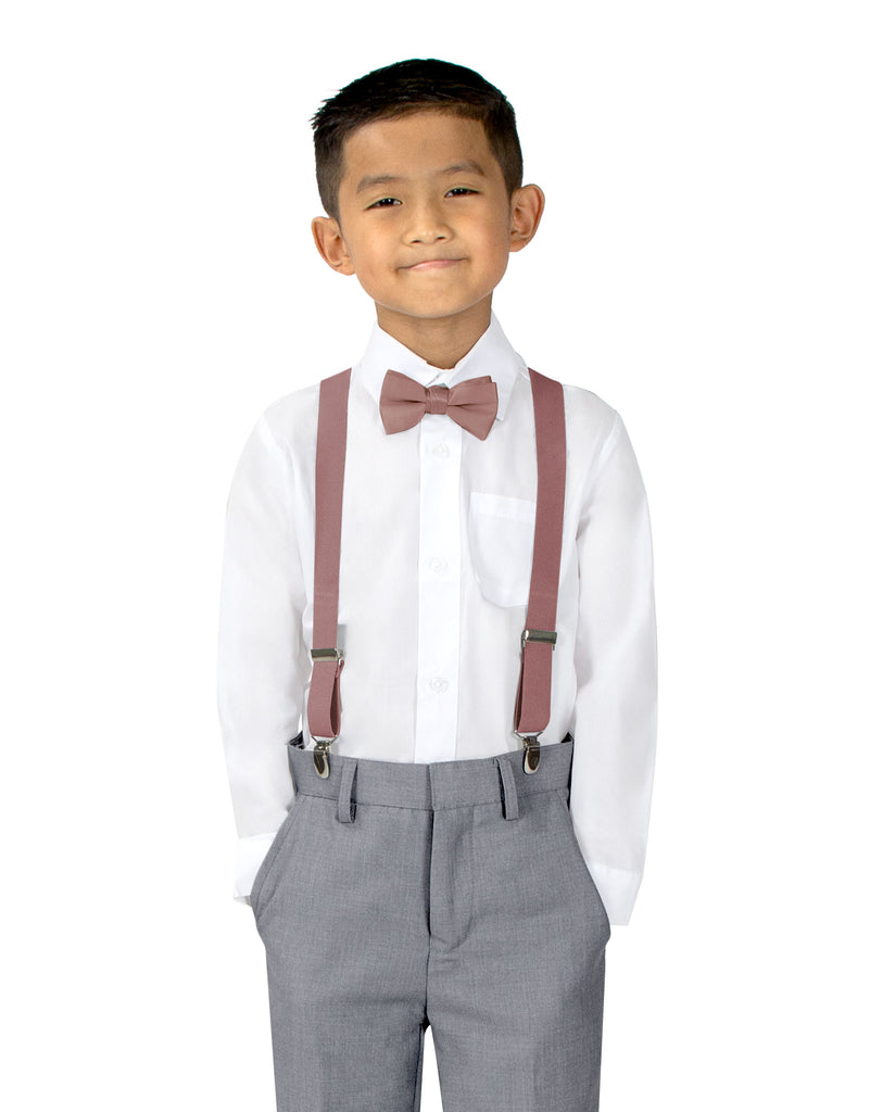Boys' Suspenders and Solid Color Bow Tie Set