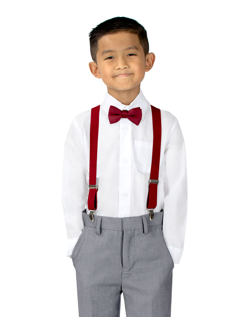 Boys' Suspenders and Solid Color Bow Tie Set