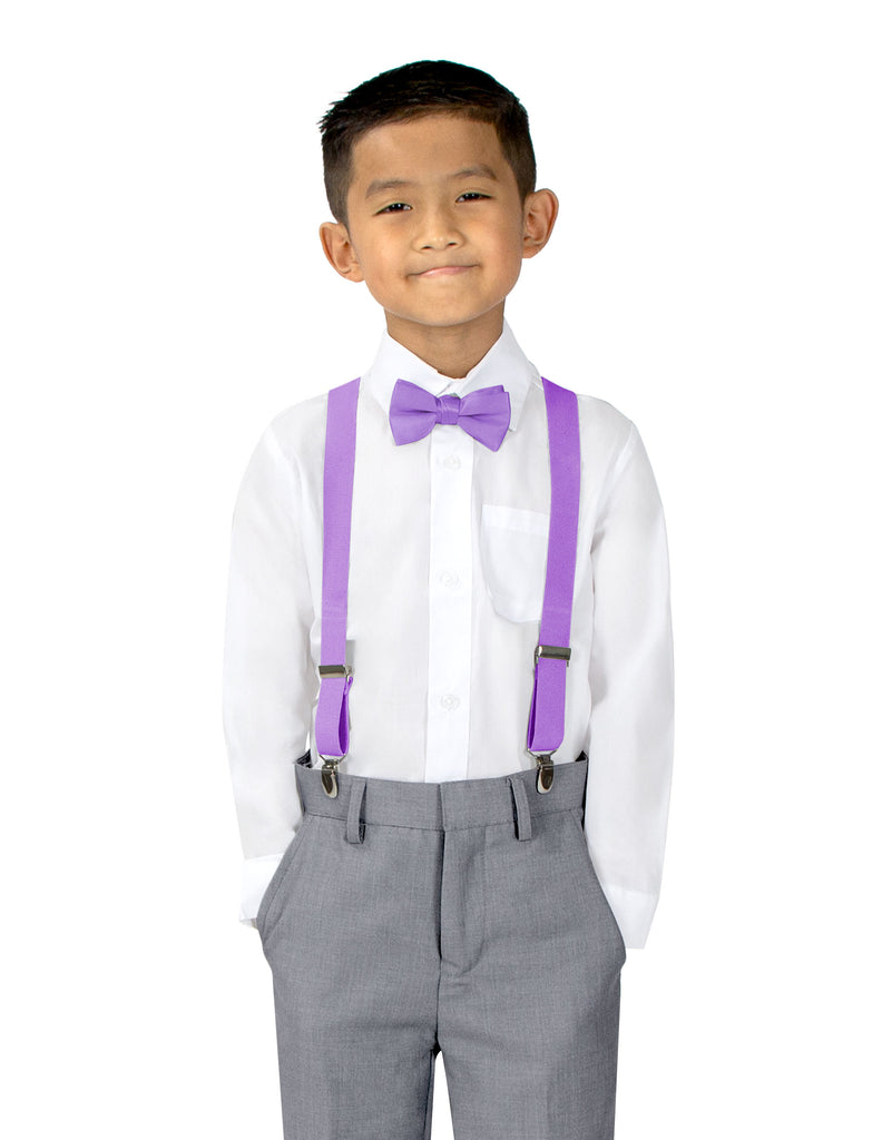 Boys' Suspenders and Solid Color Bow Tie Set