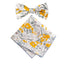 Boy's Cotton Floral Print Bow Tie and Pocket Square Set, Marigold (Color F49)