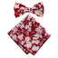 Boy's Cotton Floral Print Bow Tie and Pocket Square Set, Apple Red (Color F45)