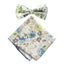 Men's Cotton Floral Bow Tie and Handkerchief Set, Yellow (Color F24)