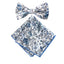 Men's Cotton Floral Bow Tie and Handkerchief Set, Steel Blue (Color F54)