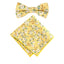 Boy's Cotton Floral Print Bow Tie and Pocket Square Set, Yellow (Color F61)