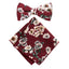 Men's Cotton Floral Bow Tie and Handkerchief Set, Burgundy (Color F37)