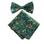 Men's Cotton Floral Bow Tie and Handkerchief Set, Juniper (Color F51)
