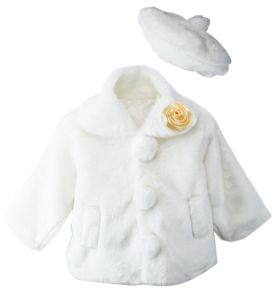 Spring Notion Little Girls Faux Fur Coat with Hat