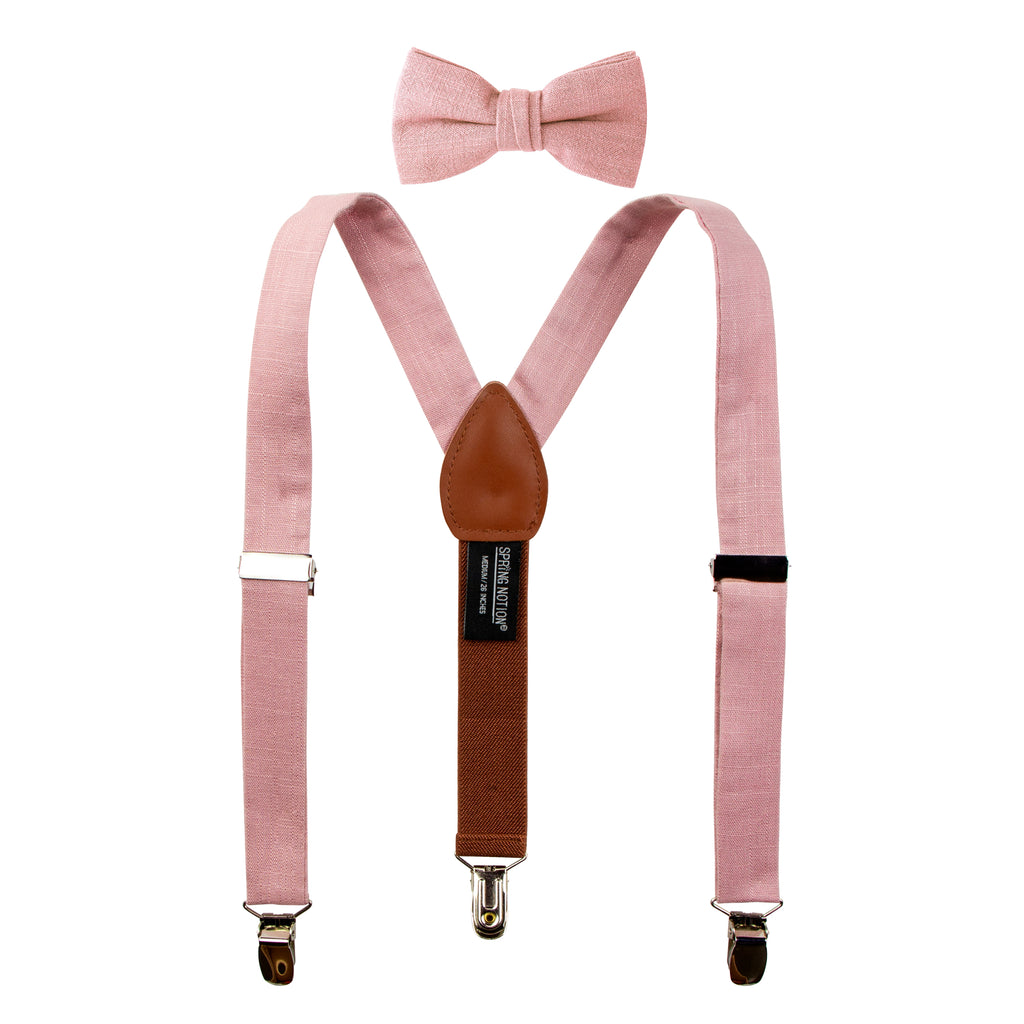 Boys' Linen Blend Suspenders and Bow Tie Set