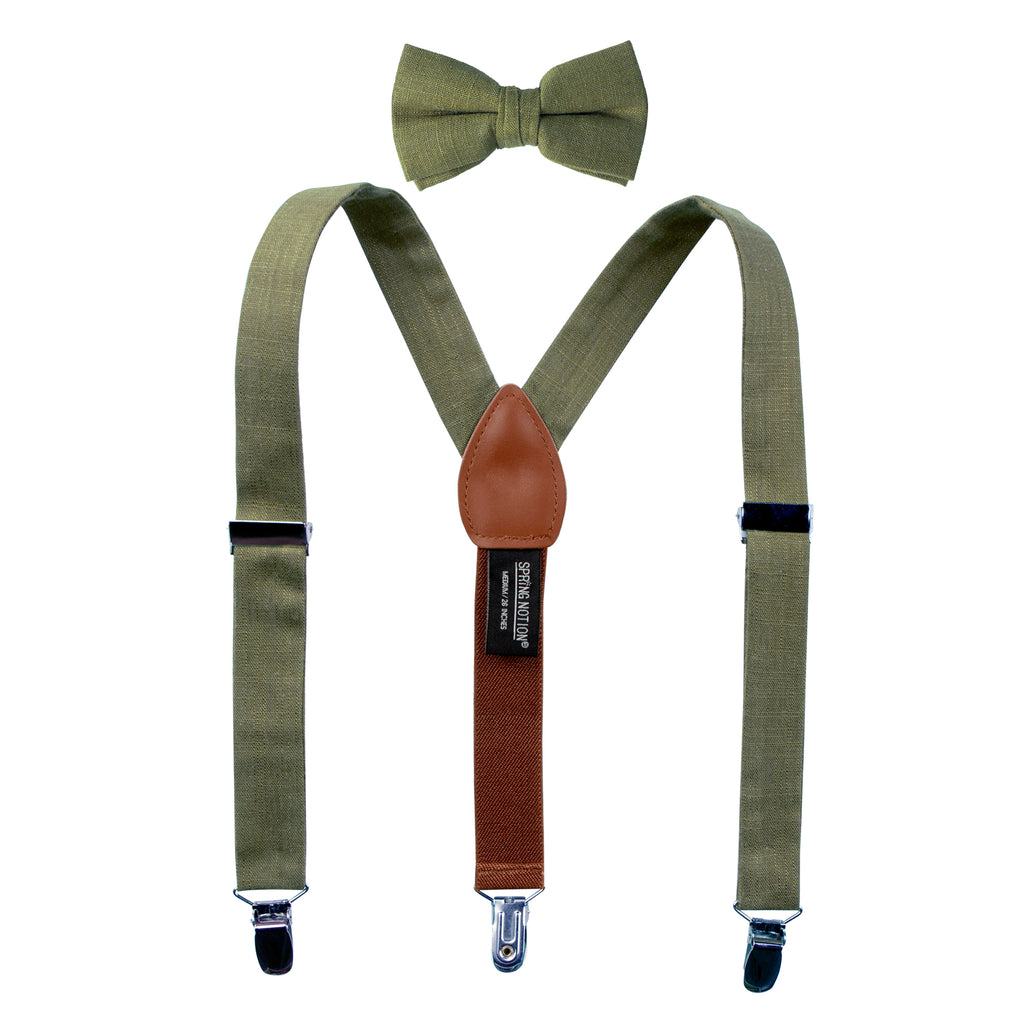 Boys' Linen Blend Suspenders and Bow Tie Set