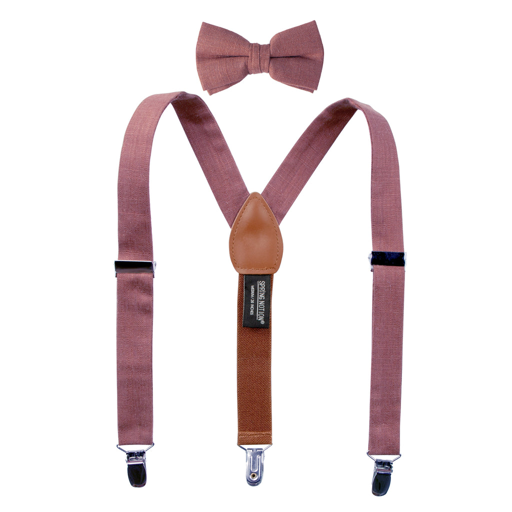 Boys' Linen Blend Suspenders and Bow Tie Set