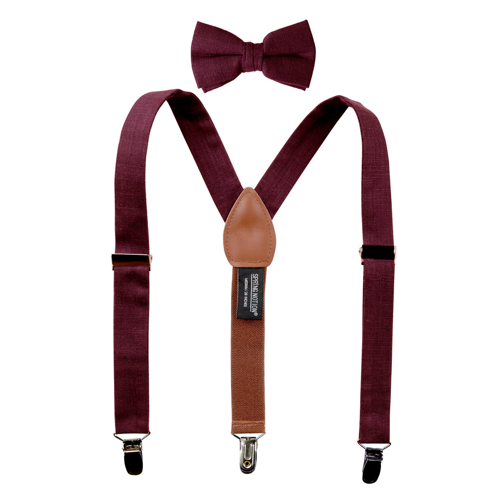 Boys' Linen Blend Suspenders and Bow Tie Set