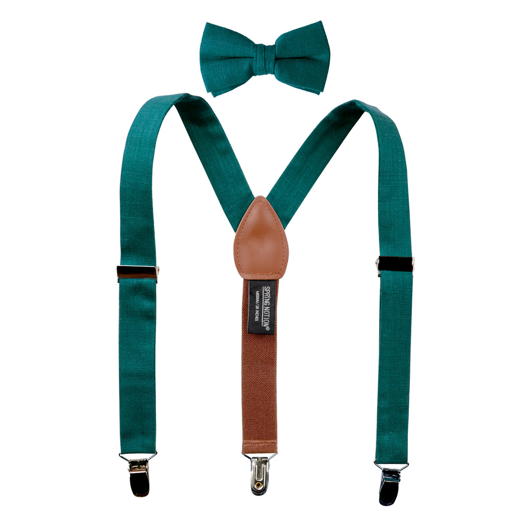 Boys' Linen Blend Suspenders and Bow Tie Set