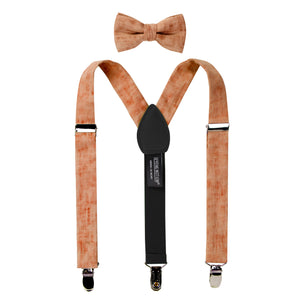 Boy's Mottled Linen Suspenders and Bow Tie Set