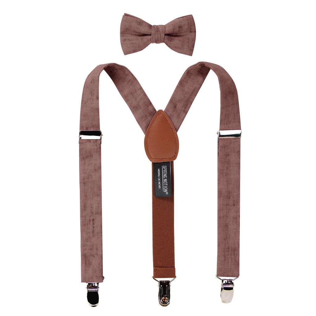 Boy's Mottled Linen Suspenders and Bow Tie Set