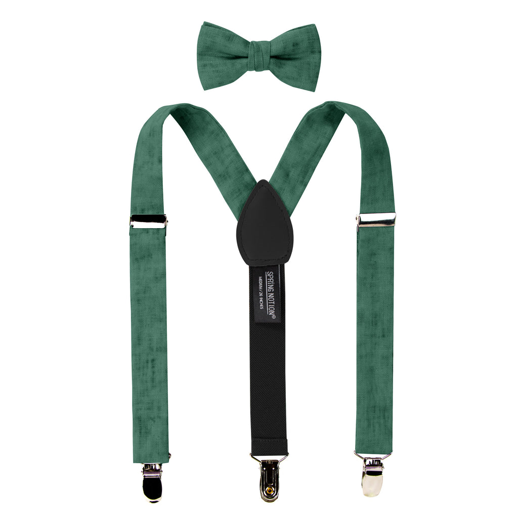 Boy's Mottled Linen Suspenders and Bow Tie Set
