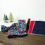 Men's Cotton Floral Bow Tie and Handkerchief Set, Blue Red (Color F42)