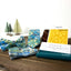 Men's Cotton Floral Bow Tie and Handkerchief Set, Blue (Color F31)